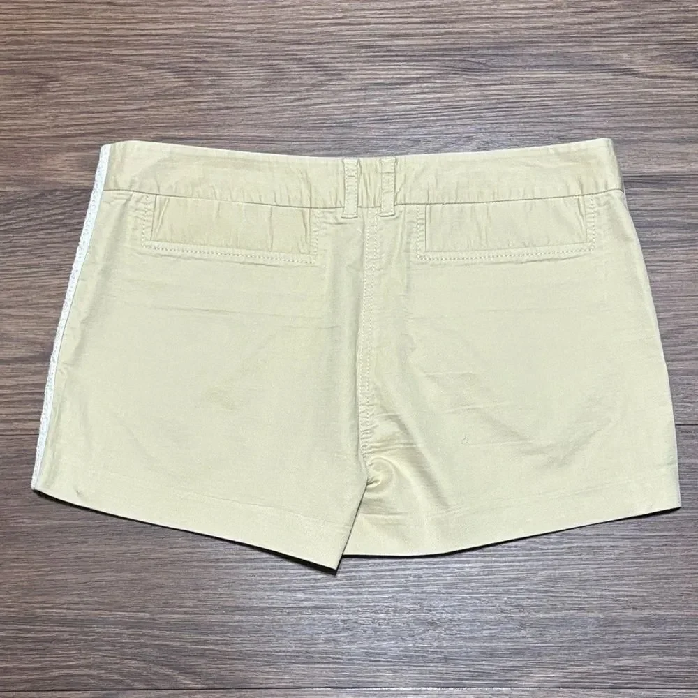 Tory Burch Tan Shorts White Lace Side Panels High Waist Size 8 Summer Chic